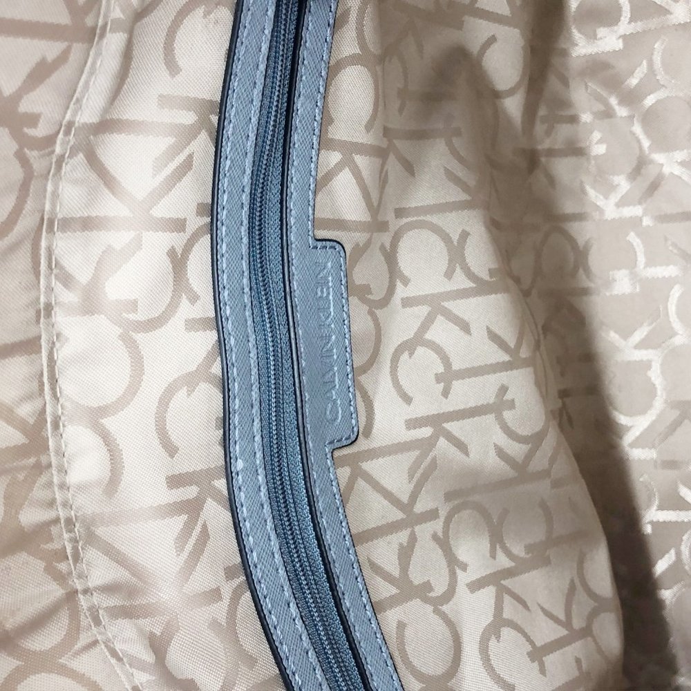 Calvin Klein monogram cream and pale blue Twilight tote purse handbag - Picture 12 of 14